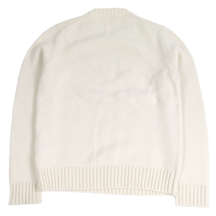美品□PRADA プラダ 24AW UMB645 バージンウール カシミヤ ロゴエンボス ロングスリーブニット セーター ホワイト 46 イタリア製 正規品