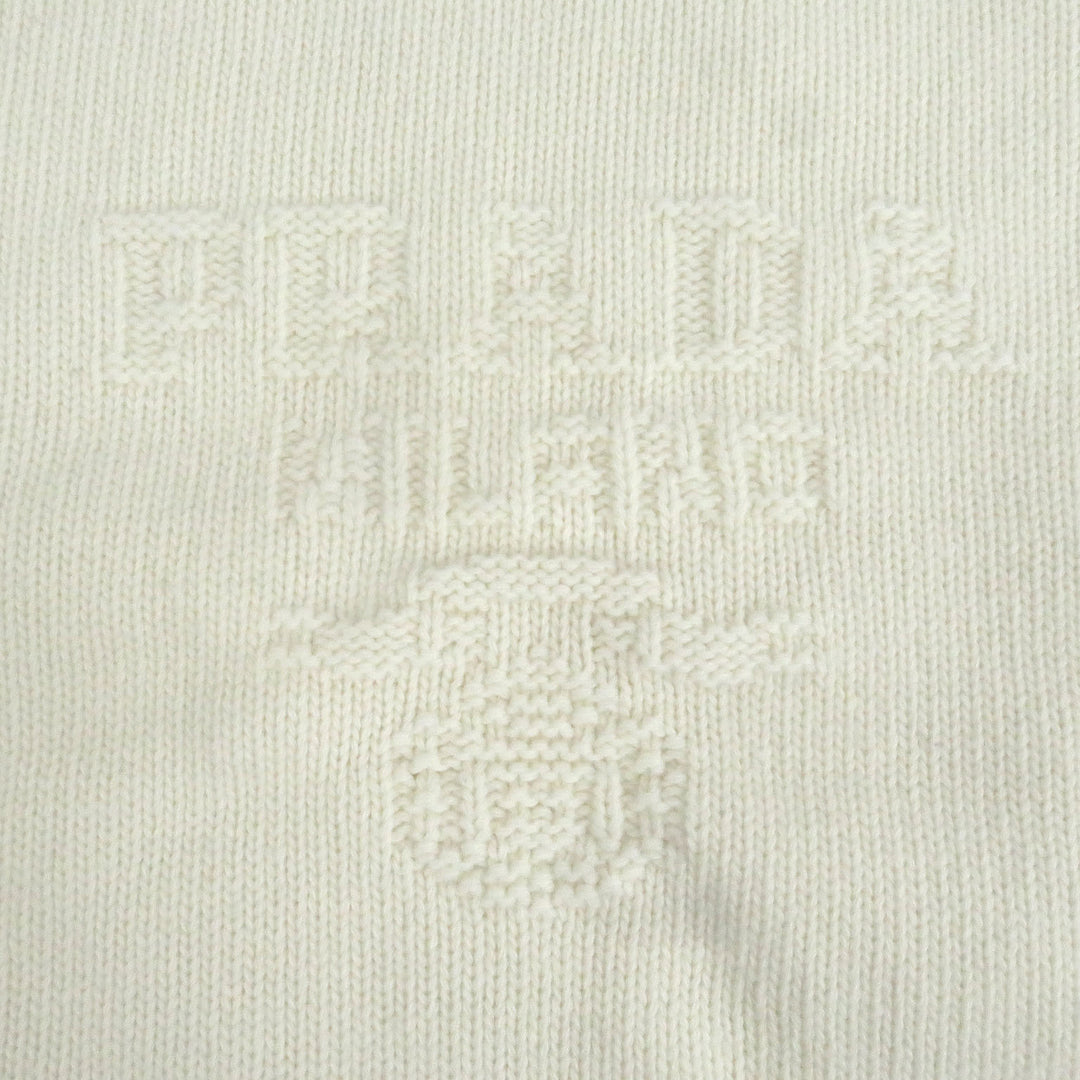 美品□PRADA プラダ 24AW UMB645 バージンウール カシミヤ ロゴエンボス ロングスリーブニット セーター ホワイト 46 イタリア製 正規品