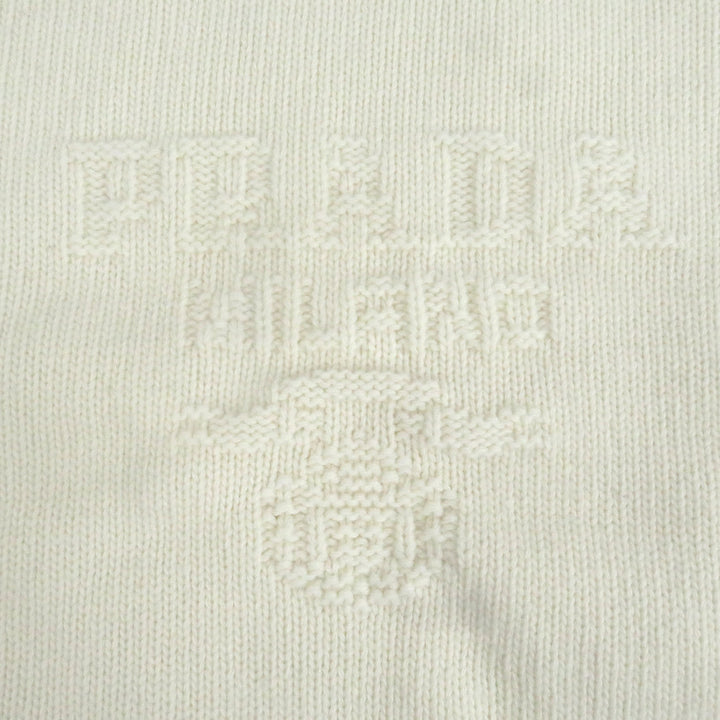 美品□PRADA プラダ 24AW UMB645 バージンウール カシミヤ ロゴエンボス ロングスリーブニット セーター ホワイト 46 イタリア製 正規品