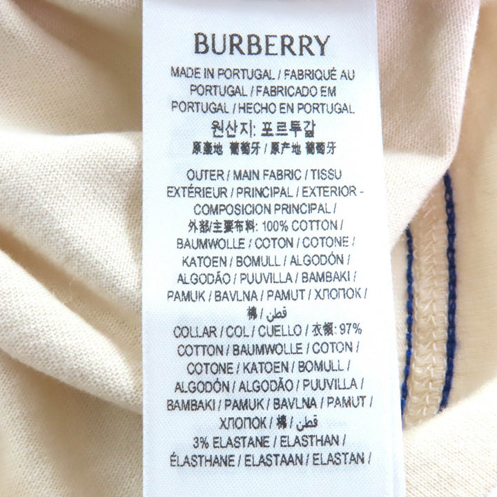 未使用品△BURBERRY バーバリー 8090641 コットン100% ロゴ刺繍 ステッチデザイン クルーネック 半袖Ｔシャツ ベージュ ブルー XS 正規品
