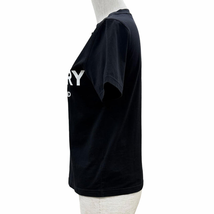 美品◇BURBERRY バーバリー 8011651 コットン100％ ロゴプリント ショートスリーブ 半袖Ｔシャツ ブラック XS 正規品 レディース