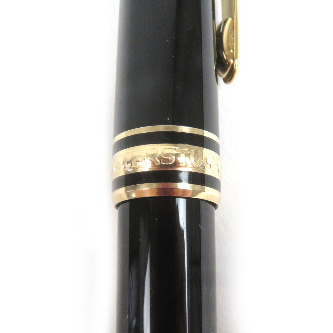 美品□MONTBLANC モンブラン マイスターシュテュック クラシック ペン先14K Mニブ キャップ式 万年筆 ブラック ゴールド ドイツ製 メンズ
