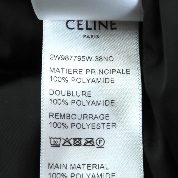 極美品△CELINE セリーヌ 2W987795W トリオンフワッペン キルティング モノグラム パディングベスト ブラック 36 伊製 正規品 レディース