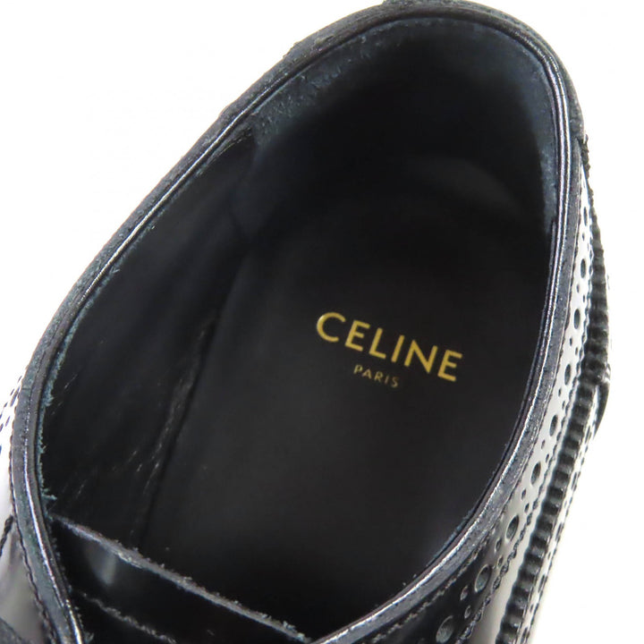 美品△CELINE セリーヌ ウィングチップ メダリオン ダービーシューズ レザーシューズ ブラック 35.5 保存袋付 日本製 正規品 レディース