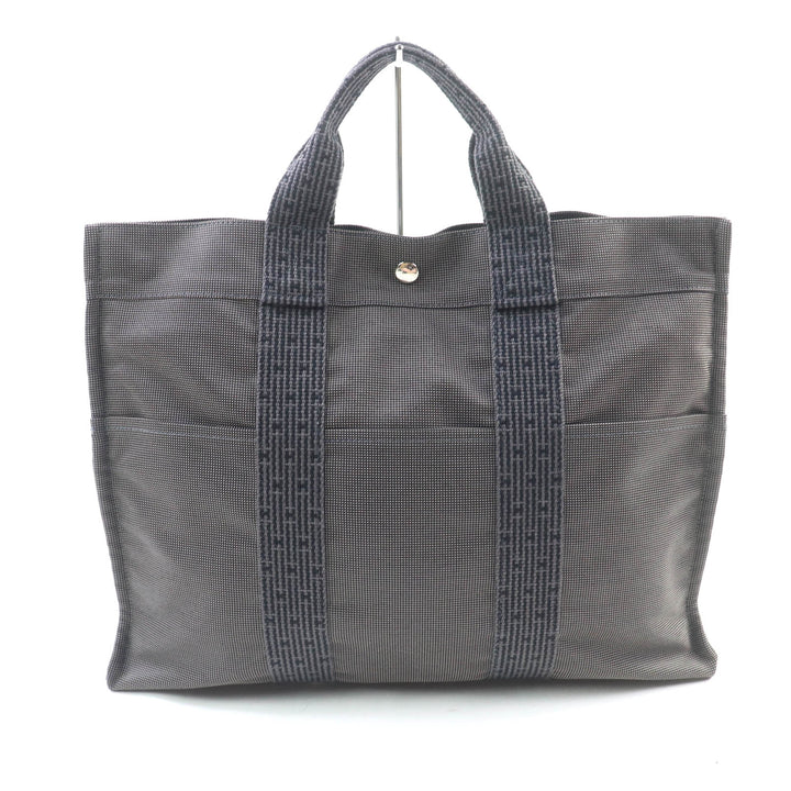 極美品★HERMES エルメス エールライン MM シルバー金具 セリエボタン キャンバス トートバッグ グレー フランス製 レディース