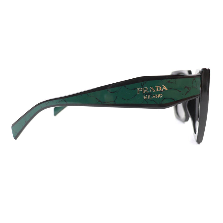 極美品◇PRADA プラダ SPR15W 1AB5Z1 POLARIZED アイウェア サングラス ブラック グリーン 54□19 140 ケース付き イタリア製 レディース