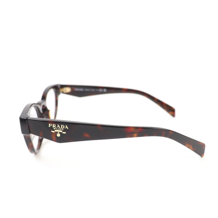 極美品☆PRADA プラダ VPRA11-D ロゴ入り メガネ 眼鏡 アイウェア ブラウン マーブル 49□22 デモレンズ ケース付 イタリア製 レディース