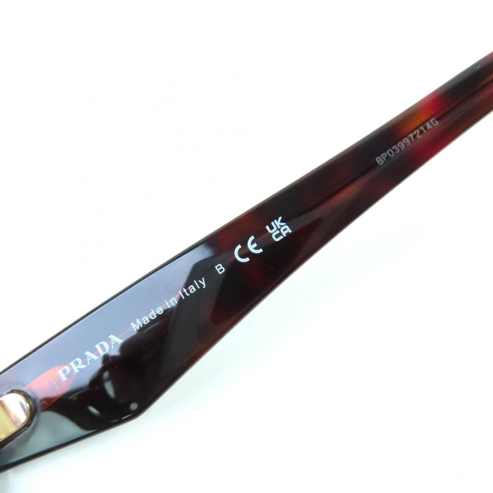 極美品☆PRADA プラダ VPRA11-D ロゴ入り メガネ 眼鏡 アイウェア ブラウン マーブル 49□22 デモレンズ ケース付 イタリア製 レディース
