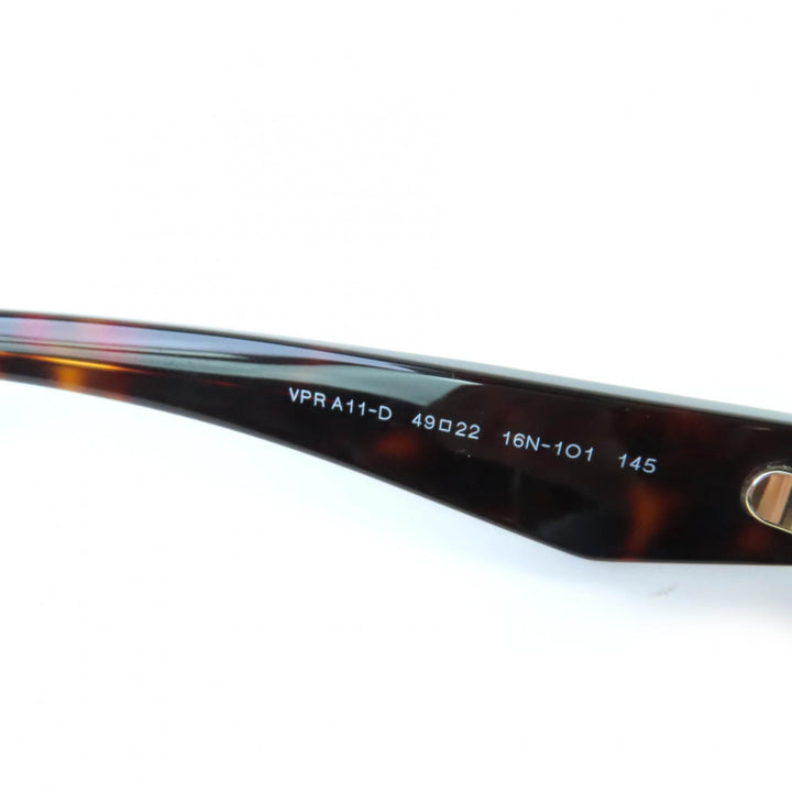 極美品☆PRADA プラダ VPRA11-D ロゴ入り メガネ 眼鏡 アイウェア ブラウン マーブル 49□22 デモレンズ ケース付 イタリア製 レディース