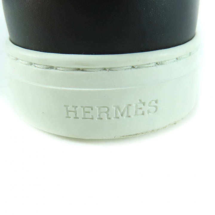 極美品★HERMES エルメス デイ シルバー金具 ケリーバックル レースアップ レザー スニーカー ブラック 35 箱・保存袋付き イタリア製