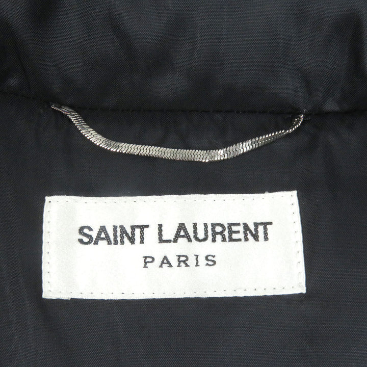 極美品□SAINT LAURENT PARIS サンローランパリ 2014年製 361791 エディ期 レザーヨーク スタッズ ダウンジャケット 黒 48 イタリア製