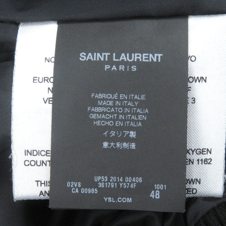 極美品□SAINT LAURENT PARIS サンローランパリ 2014年製 361791 エディ期 レザーヨーク スタッズ ダウンジャケット 黒 48 イタリア製