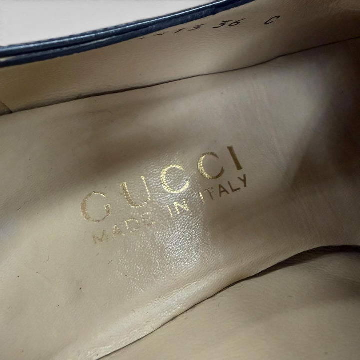 【ドンドン見直し】美品☆GUCCI グッチ 100 0413 ホースビット パンプス レザーシューズ ブラック シルバー金具 36 伊製 レディース