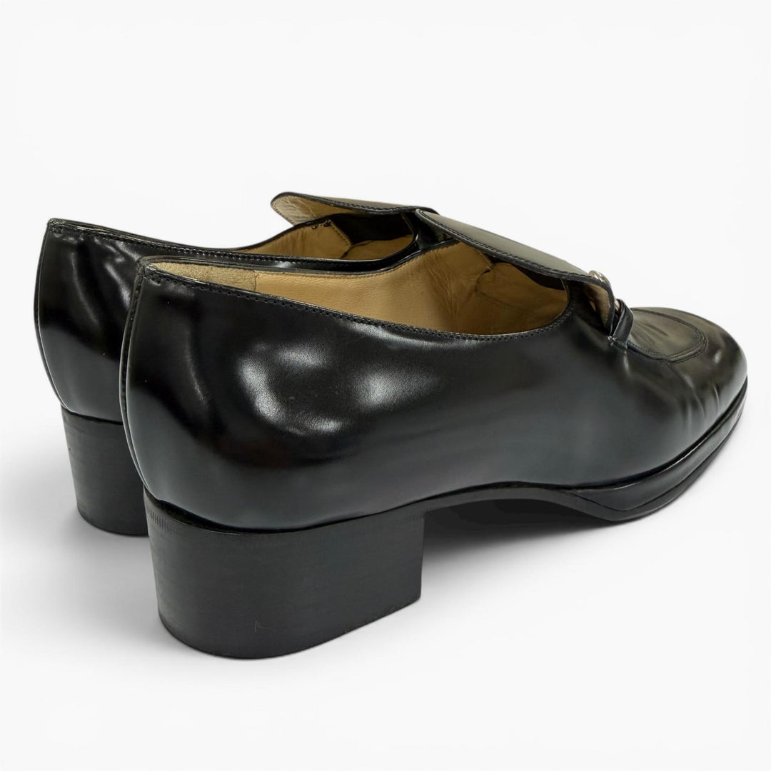 【ドンドン見直し】美品☆GUCCI グッチ 100 0413 ホースビット パンプス レザーシューズ ブラック シルバー金具 36 伊製 レディース