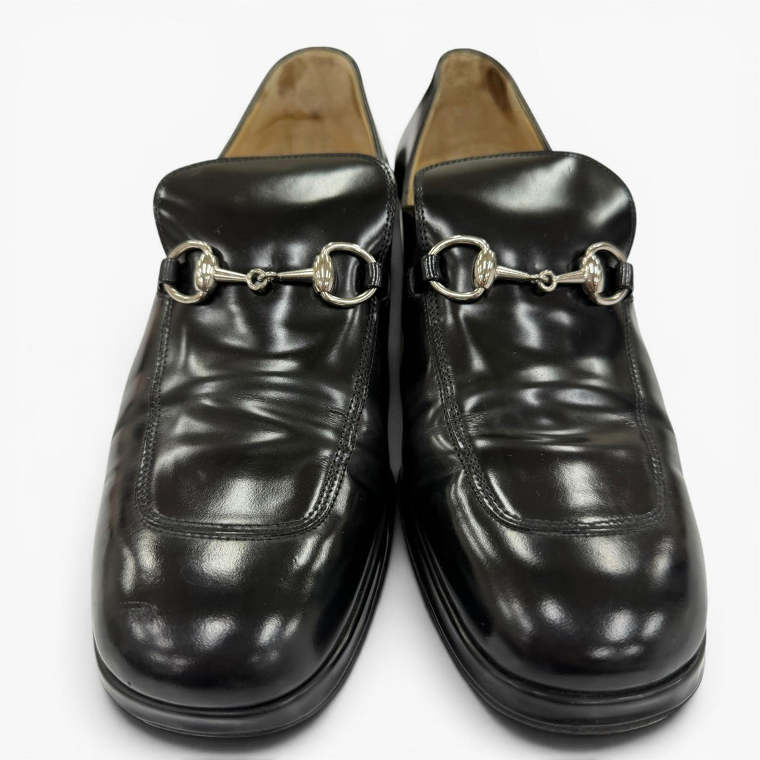 【ドンドン見直し】美品☆GUCCI グッチ 100 0413 ホースビット パンプス レザーシューズ ブラック シルバー金具 36 伊製 レディース