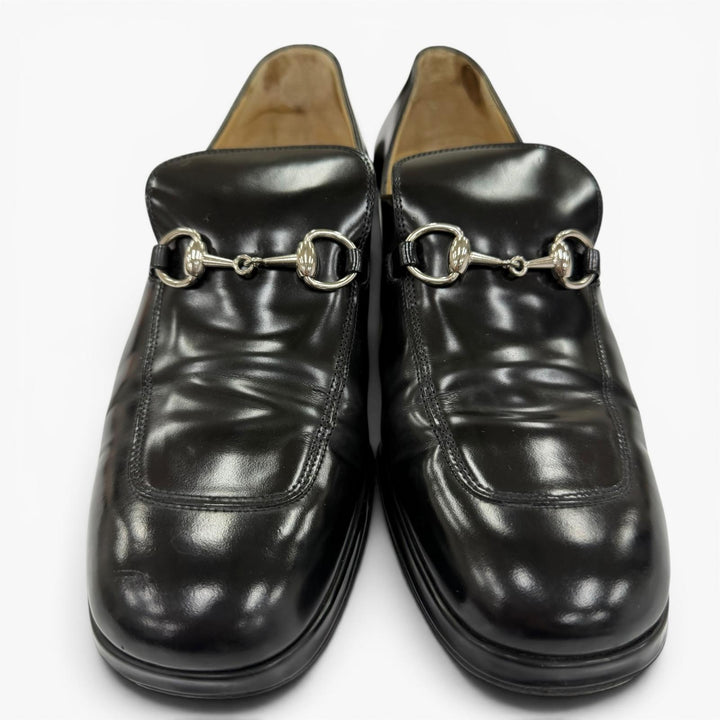 【ドンドン見直し】美品☆GUCCI グッチ 100 0413 ホースビット パンプス レザーシューズ ブラック シルバー金具 36 伊製 レディース