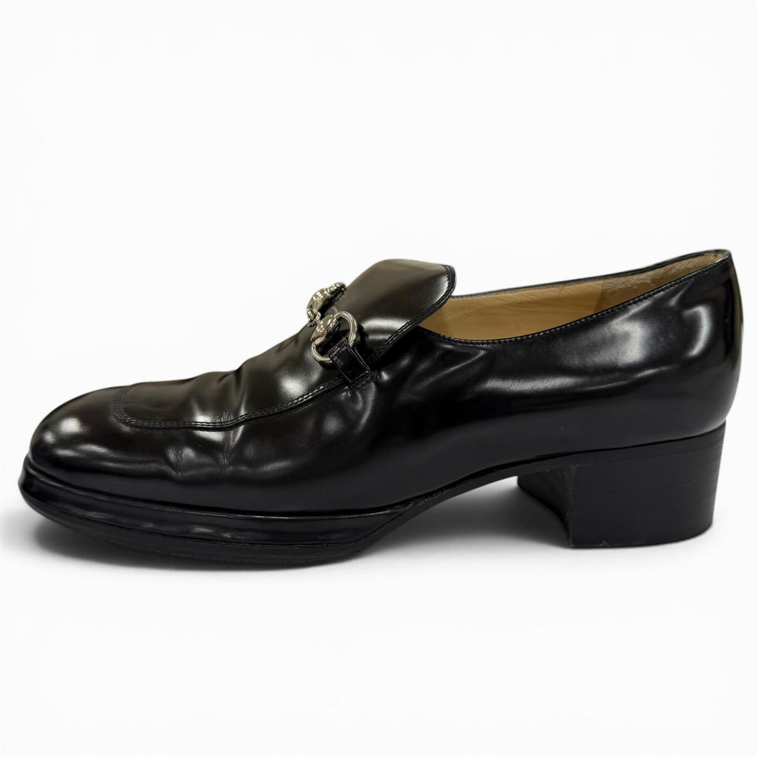 【ドンドン見直し】美品☆GUCCI グッチ 100 0413 ホースビット パンプス レザーシューズ ブラック シルバー金具 36 伊製 レディース