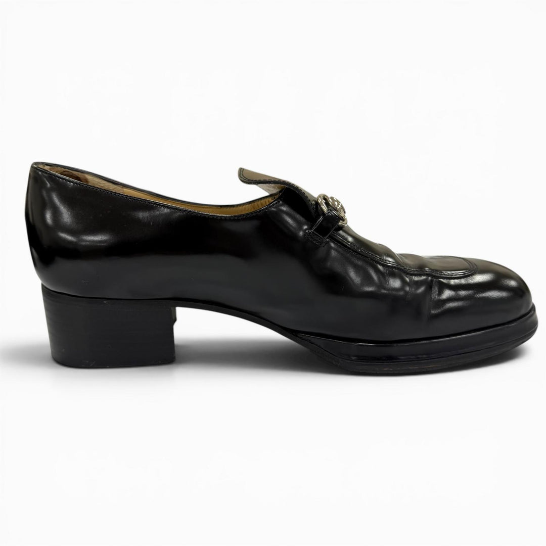 【ドンドン見直し】美品☆GUCCI グッチ 100 0413 ホースビット パンプス レザーシューズ ブラック シルバー金具 36 伊製 レディース