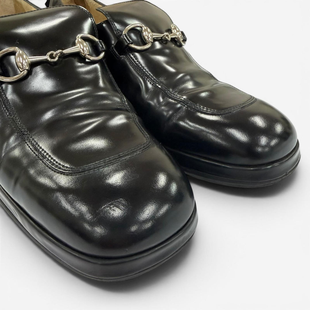 【ドンドン見直し】美品☆GUCCI グッチ 100 0413 ホースビット パンプス レザーシューズ ブラック シルバー金具 36 伊製 レディース