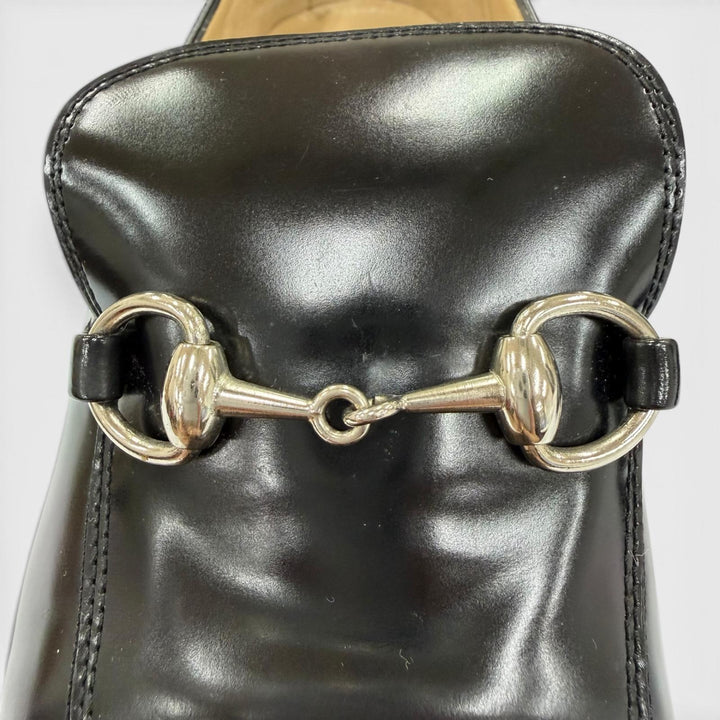 【ドンドン見直し】美品☆GUCCI グッチ 100 0413 ホースビット パンプス レザーシューズ ブラック シルバー金具 36 伊製 レディース