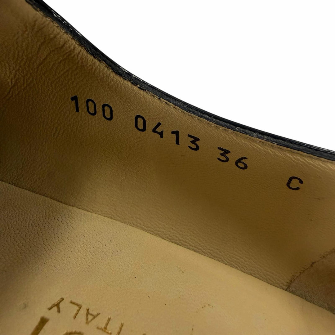 【ドンドン見直し】美品☆GUCCI グッチ 100 0413 ホースビット パンプス レザーシューズ ブラック シルバー金具 36 伊製 レディース