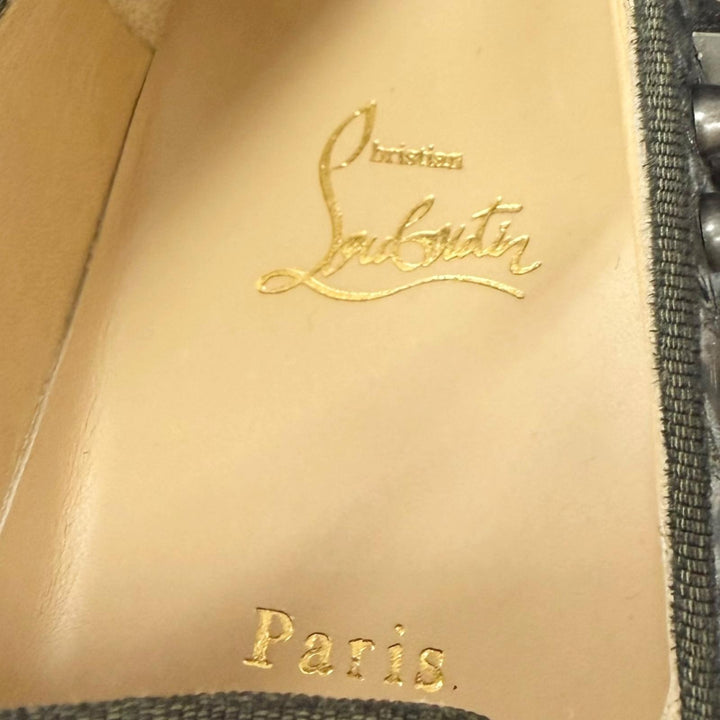 【ドンドン見直し】美品□クリスチャンルブタン Roller Boat Pik Pik Flat レザー パイソン マルチスタッズ スリッポン 41.5 EU製 メンズ