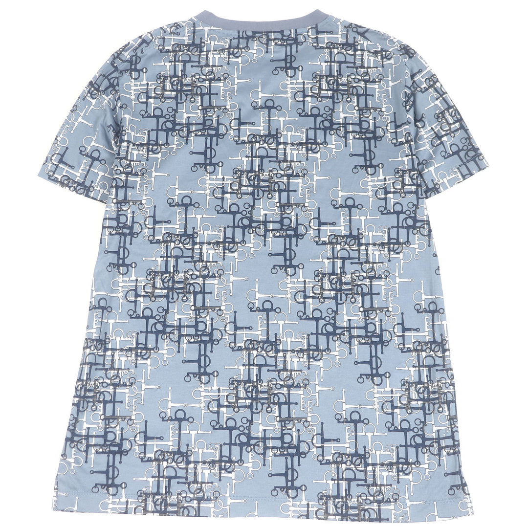 極美品□HERMES エルメス コットン100％ ラビリンス ホースビット 半袖Ｔシャツ カットソー ライトブルー M イタリア製 正規品 メンズ