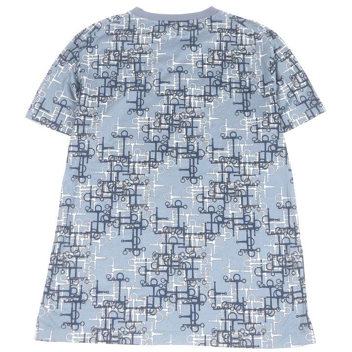 極美品□HERMES エルメス コットン100％ ラビリンス ホースビット 半袖Ｔシャツ カットソー ライトブルー M イタリア製 正規品 メンズ