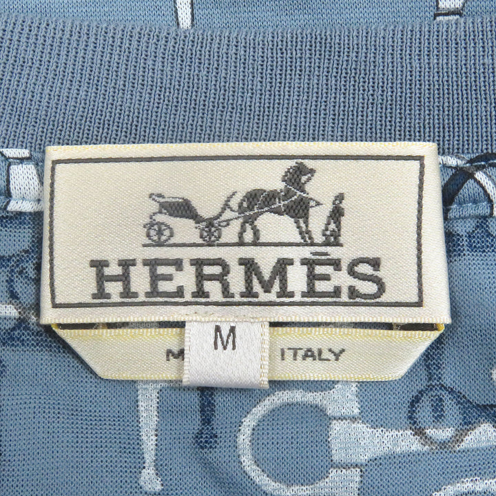 極美品□HERMES エルメス コットン100％ ラビリンス ホースビット 半袖Ｔシャツ カットソー ライトブルー M イタリア製 正規品 メンズ