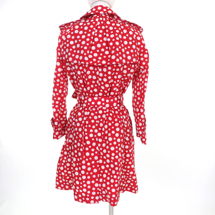 極美品★LOUIS VUITTON×Yayoi Kusama ルイヴィトン×草間彌生 裏地シルク100％ ベルト付 ドット柄 トレンチコート レッド ホワイト 34