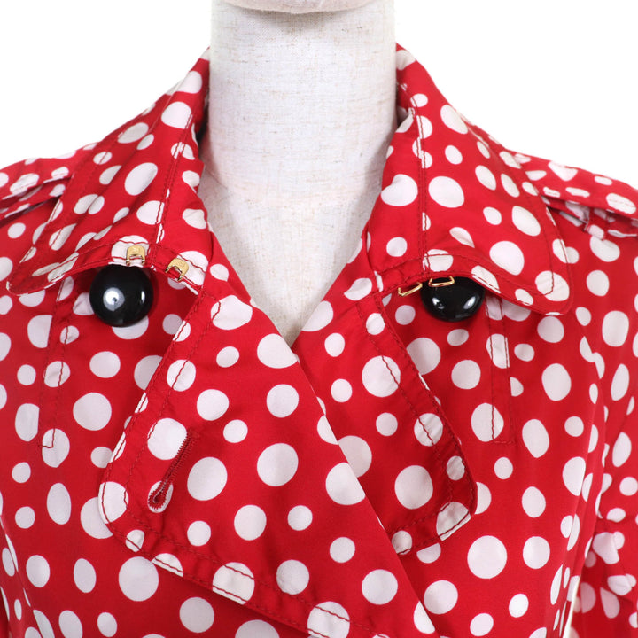 極美品★LOUIS VUITTON×Yayoi Kusama ルイヴィトン×草間彌生 裏地シルク100％ ベルト付 ドット柄 トレンチコート レッド ホワイト 34