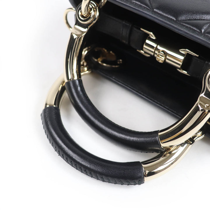 極美品☆Christian Dior クリスチャンディオール カナージュ レディ 95.22 ミニ ラムスキン 2WAYハンド ショルダーバッグ ブラック