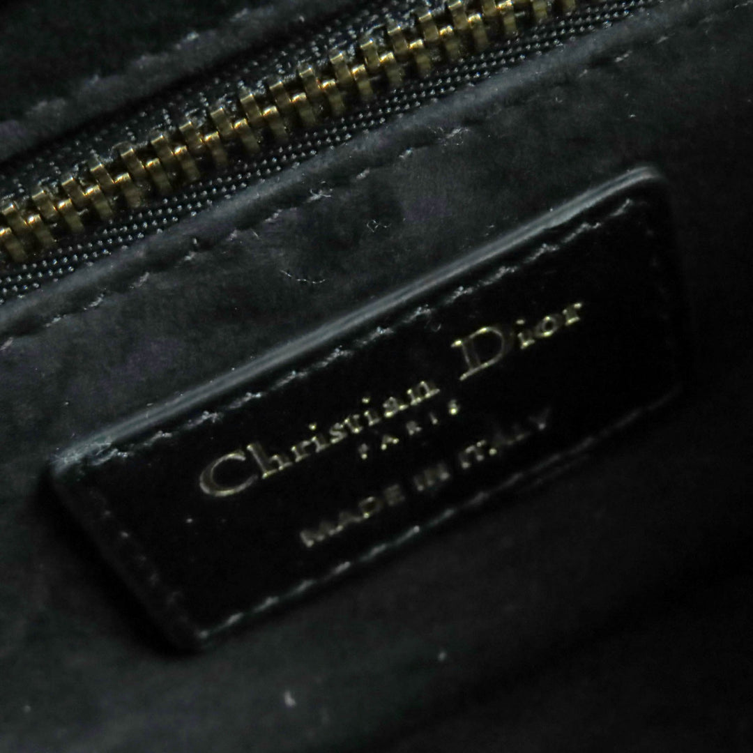 極美品☆Christian Dior クリスチャンディオール カナージュ レディ 95.22 ミニ ラムスキン 2WAYハンド ショルダーバッグ ブラック
