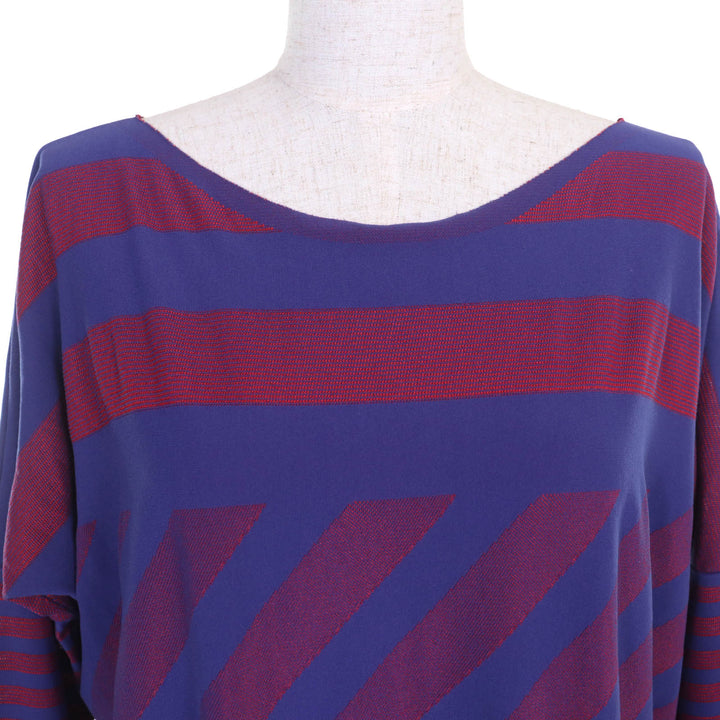美品△PLEATS PLEASE プリーツプリーズ イッセイミヤケ PP34LT962 A-POC エイポック 総柄 長袖 ワンピース ブルー レッド系 3 正規品