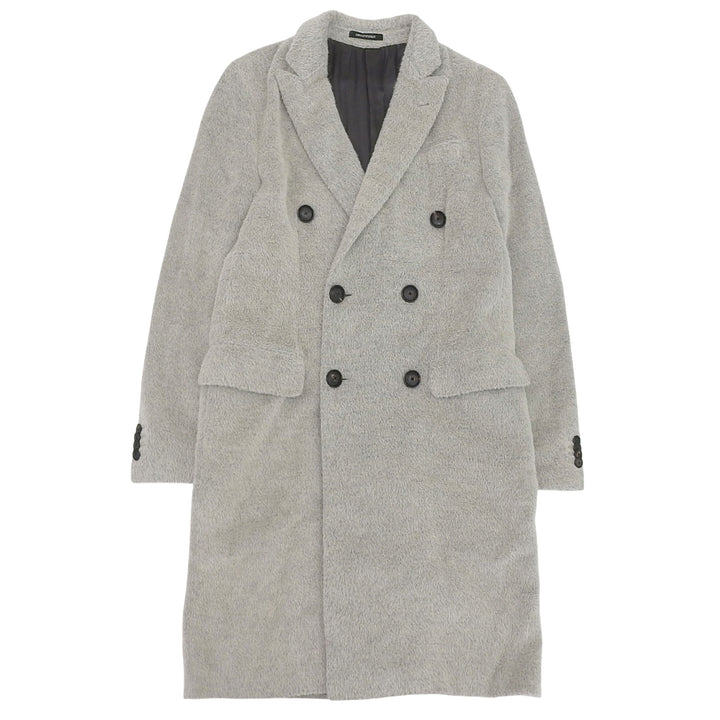 極美品▲EMPORIO ARMANI エンポリオ アルマーニ SARTORIAL DECO アルパカ混 ダブルチェスターコート グレー 46 ブルガリア製 正規品