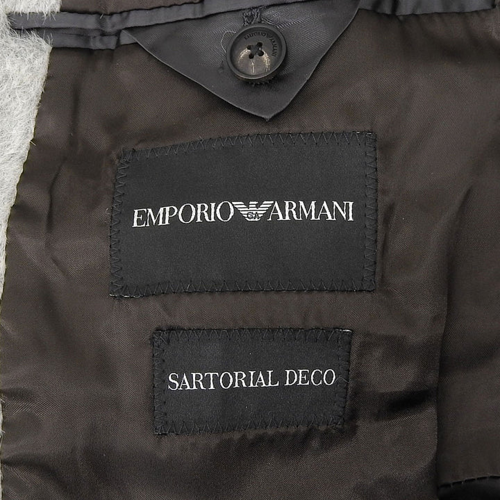極美品▲EMPORIO ARMANI エンポリオ アルマーニ SARTORIAL DECO アルパカ混 ダブルチェスターコート グレー 46 ブルガリア製 正規品