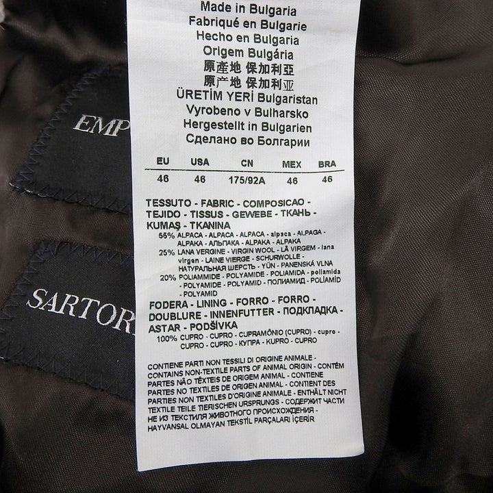 極美品▲EMPORIO ARMANI エンポリオ アルマーニ SARTORIAL DECO アルパカ混 ダブルチェスターコート グレー 46 ブルガリア製 正規品
