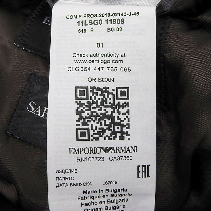 極美品▲EMPORIO ARMANI エンポリオ アルマーニ SARTORIAL DECO アルパカ混 ダブルチェスターコート グレー 46 ブルガリア製 正規品