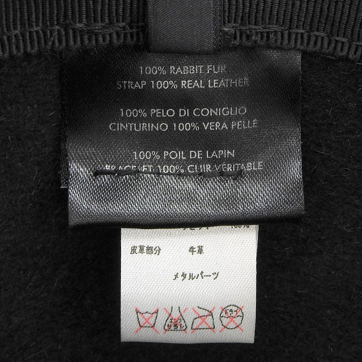 極美品▲GUCCI グッチ ラビット100％ レザー使い 中折れハット フェルトハット ブラック シルバー金具 M イタリア製 正規品 メンズ