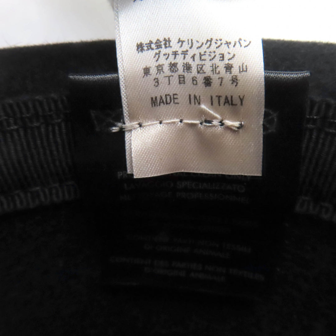 極美品▲GUCCI グッチ ラビット100％ レザー使い 中折れハット フェルトハット ブラック シルバー金具 M イタリア製 正規品 メンズ