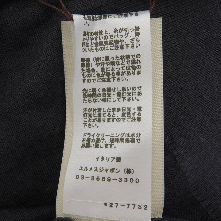 未使用品▲HERMES エルメス 2022年製 2H2622D8 宮廷の馬具 カシミヤ シルク 半袖 ニット ネイビー グレー 36 伊製 正規品 レディース