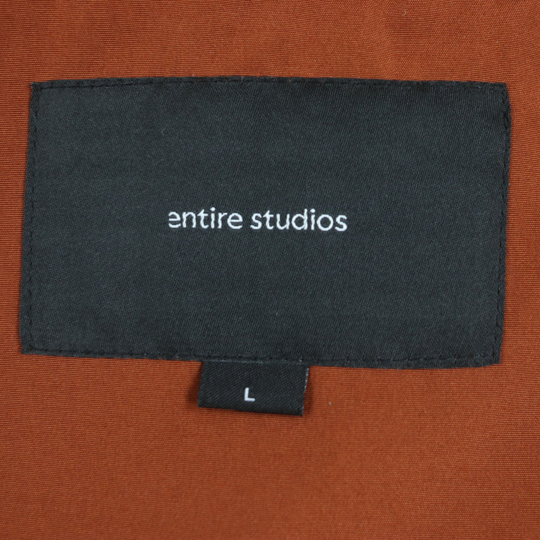 美品▼エンタイアスタジオ 22AW ES2034 SOA PUFFEE SOOT ロゴ刺繍 ジップアップ ダウンジャケット テラコッタ L 正規品 メンズ