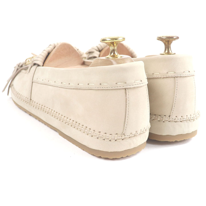 未使用品□FENDI フェンディ 23SS 7P1589 ヌバック FFロゴ ゴールド金具 フリンジ オーロックローファー ベージュ 7 イタリア製 メンズ