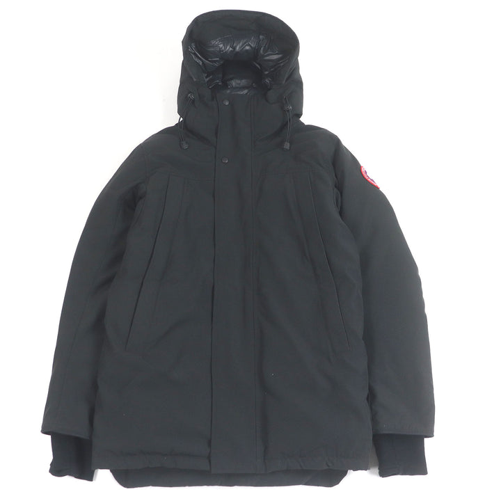 美品□CANADA GOOSE カナダグース 3400M SANFORD PARKA ロゴワッペン フーデッド ダウンコート ブラック XS カナダ製 正規品 メンズ