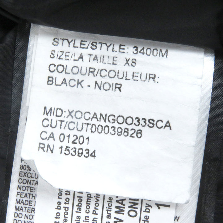 美品□CANADA GOOSE カナダグース 3400M SANFORD PARKA ロゴワッペン フーデッド ダウンコート ブラック XS カナダ製 正規品 メンズ