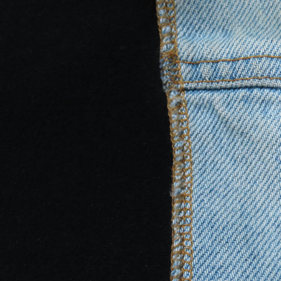良品◇GAULTIER JEAN’S ゴルチエジーンズ ヴィンテージ ロゴボタン付 ジャージー切替 デニムジャケット インディゴ ブラック 40 正規品