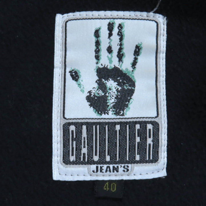 良品◇GAULTIER JEAN’S ゴルチエジーンズ ヴィンテージ ロゴボタン付 ジャージー切替 デニムジャケット インディゴ ブラック 40 正規品