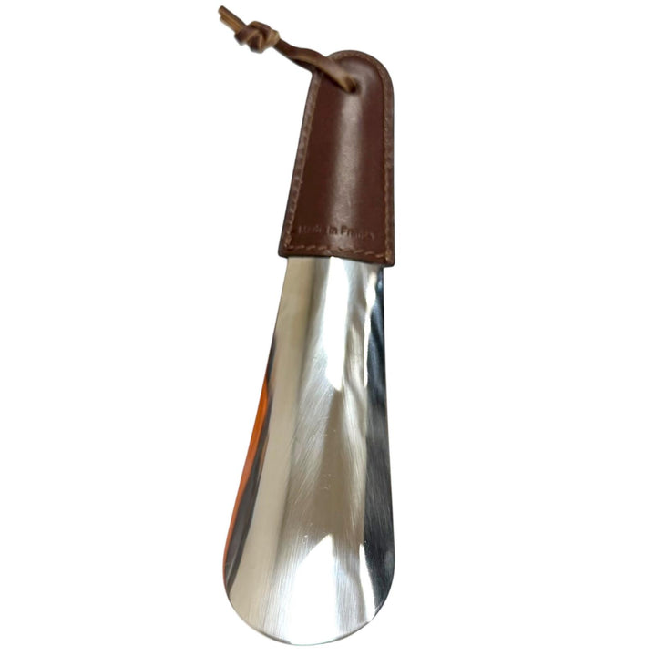 美品□BERLUTI ベルルッティ レザー使い ロゴ入り ポケットシューホーン 靴ベラ ブラウン シルバー フランス製 メンズ オススメ
