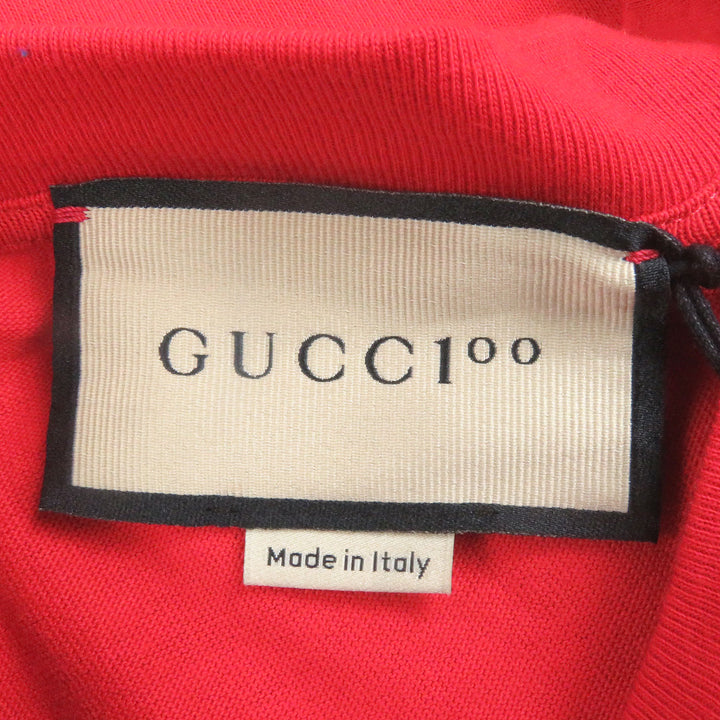 未使用品□GUCCI グッチ 100周年記念 22SS 655459 コットン100％ ロゴプリント カットソー 半袖Ｔシャツ レッド S イタリア製 正規品