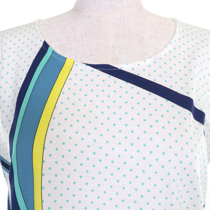 未使用品☆HERMES エルメス コットン100％ カットソー 半袖Ｔシャツ トップス ホワイト ブルー系 34 フランス製 正規品 レディース